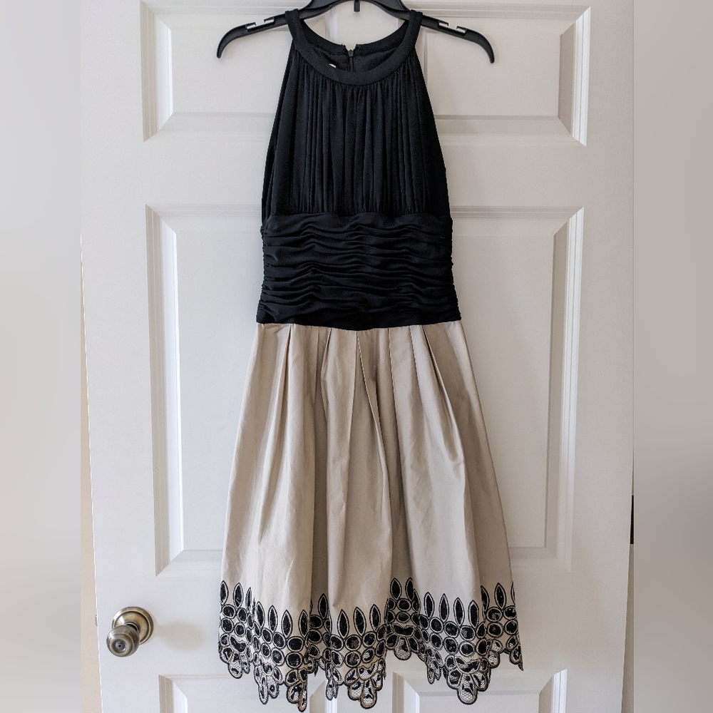 Suzi Chin for Maggy Boutique dress Gathered Waist Eyelet Scalloped Hem 6